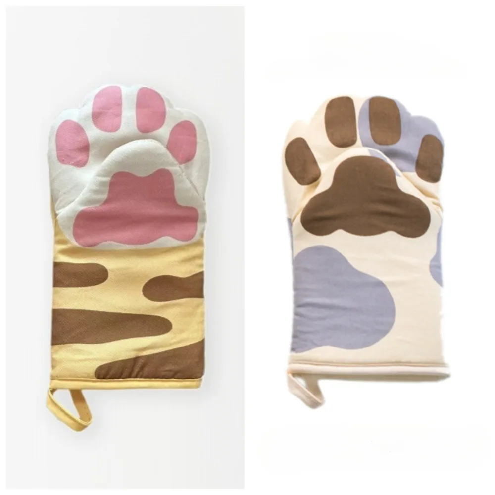 1Pc Cartoon Cat Paw Cotton Heat Insulation Glove, Anti-scald Baking Tool for Oven Microwave Daily Use
