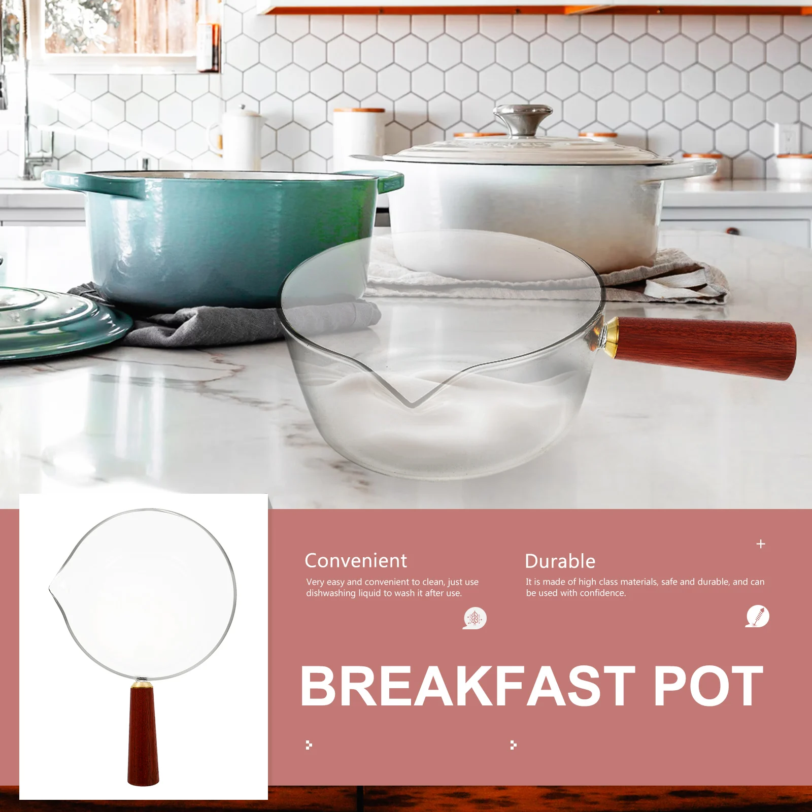 

Milk Pot Food Soup Pan Multi-functional Stew Pot Kitchen Gadget Ergonomic Handle Anti-scalding Dishwasher for Instant