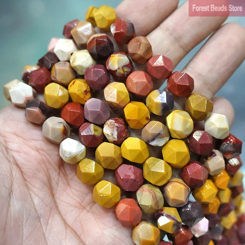 Natural Faceted Mookaite Egg Yolk Stone Spacers Loose Beads DIY Charms Bracelet Earrings for Jewelry Making 14