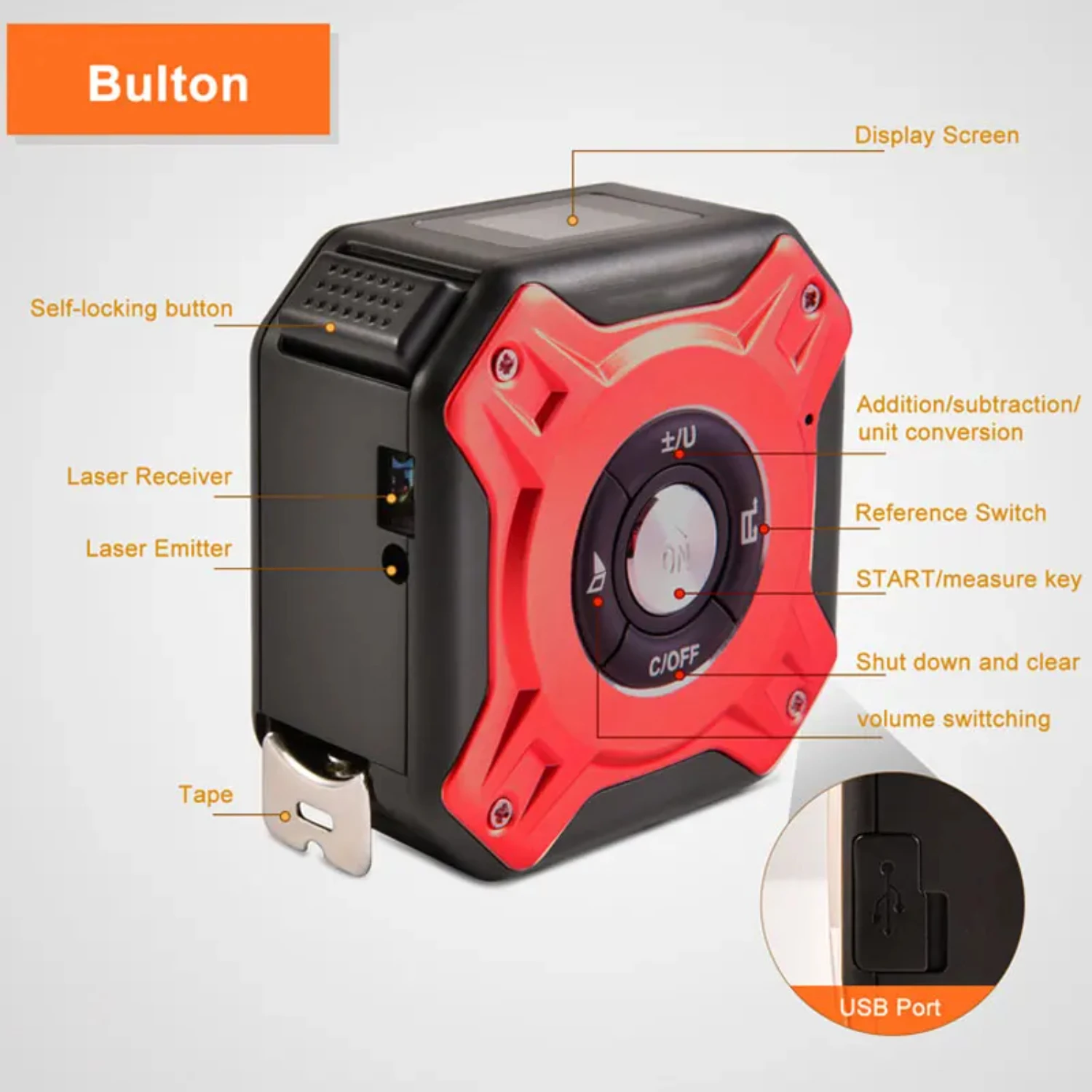 1pc High Precision Laser Tape Measure: 3-in-1 Digital Rangefinder Steel Tape