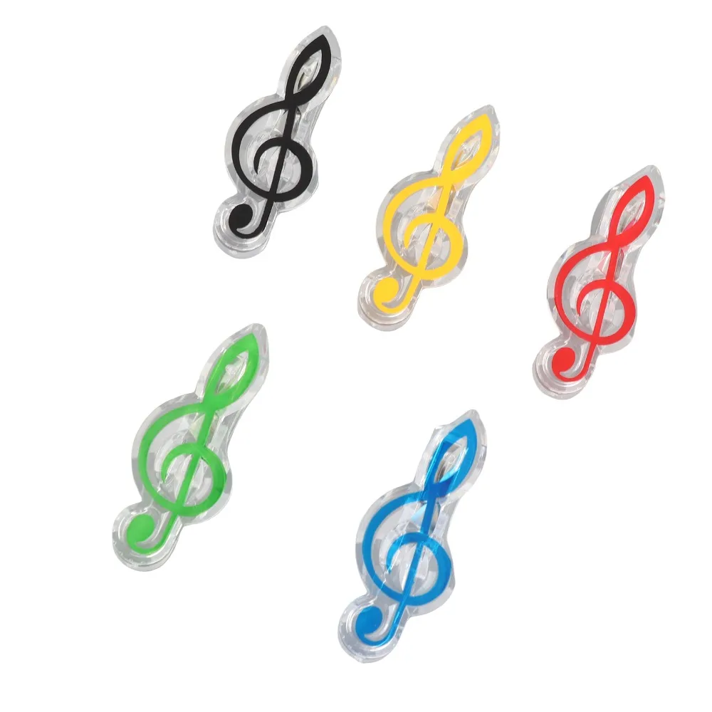 5PCS Decorative ABS Music Note Clips Mixed Color Music Page Clips Treble Clef Clips For Sheet Music Reading