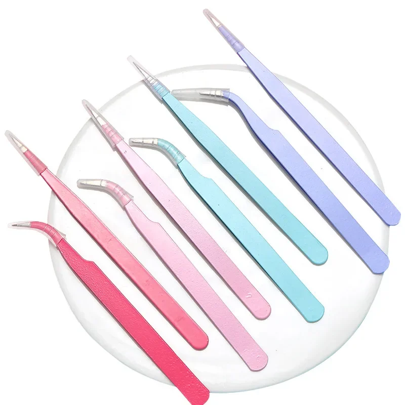 Professional Eyelash Tweezers Volume Eyelash Extension Tweezer Candy Color Tweezers for Eyelash Extension Eyebrow pince à épiler