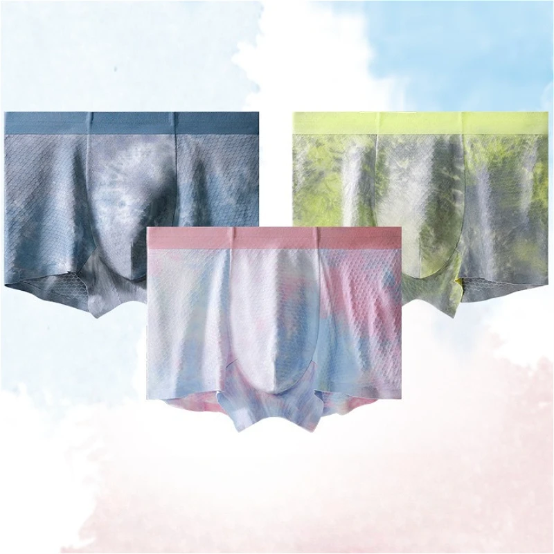 

7A Boxers Men's Seamless Shorts U Pouch Underwear Modal Tie Dye Boxershorts Sports Man Flat Panties Sleep Bottoms Трусы Мужские