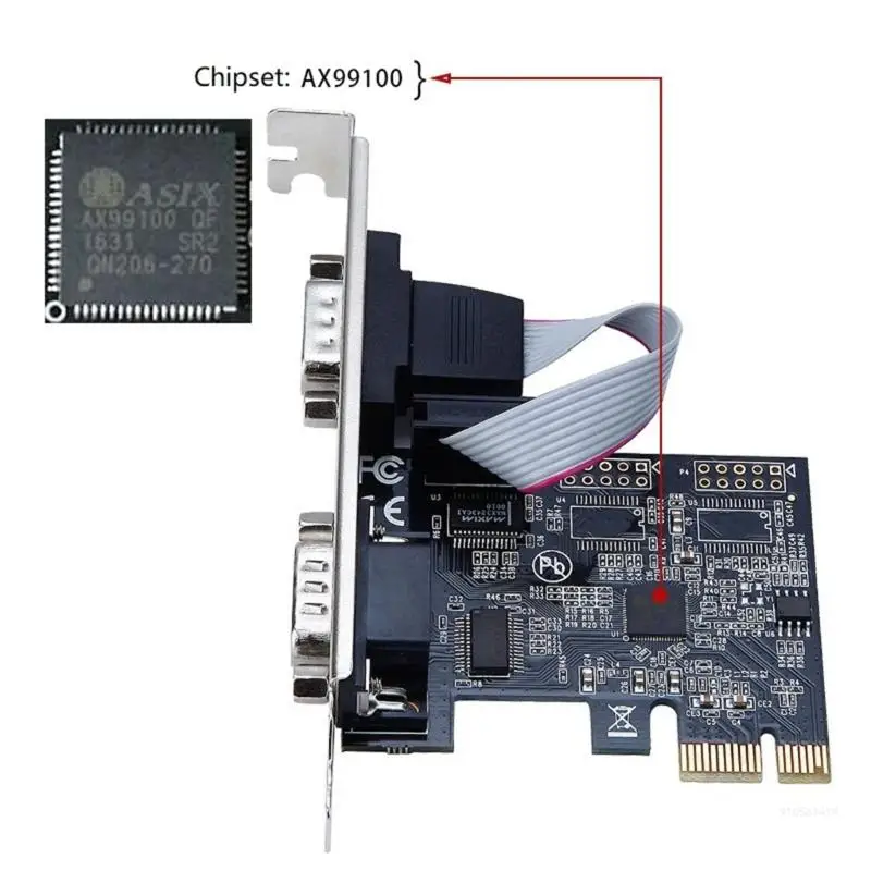 AX99100 Chip PCIE Riser Card RS232 Serial Port COM & DB25 Printer Parallel Port LPT to PCI Card Dropship