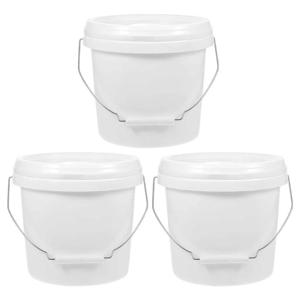 3 Pcs Paint Bucket Chemical Pigment Cooler White Multi Use 4 Liter with Lid