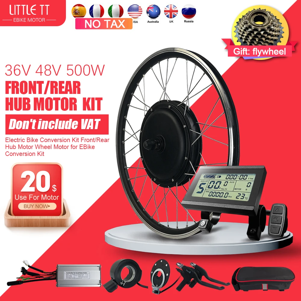 

EBike Conversion Kit 36V 48V 500W Brushless Front Rear Hub Motor Wheel 20-29Inch 700C For Electric Bike Conversion Kit