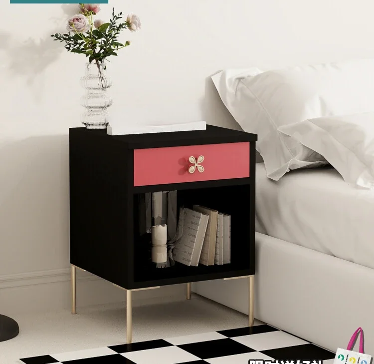 Bedside table, black retro bedside table, bedroom locker, living room, sofa edge