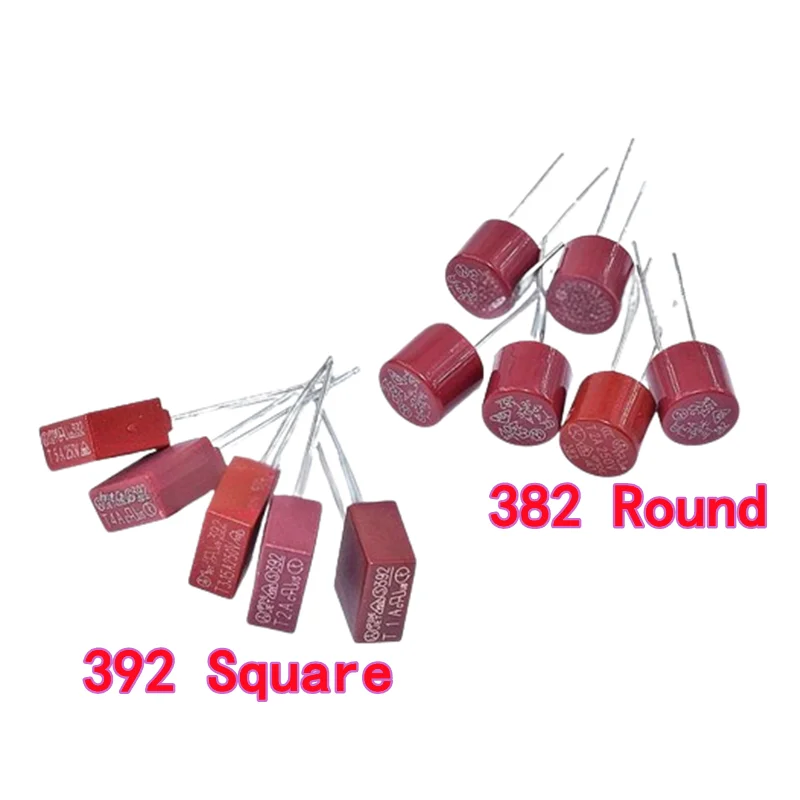 10PCS 392 Square Fuse 382 Round Fuse Slow Blow Micro Fuse Tubes 250V T1A T2A 3.15A 4A 5A 6A 8A