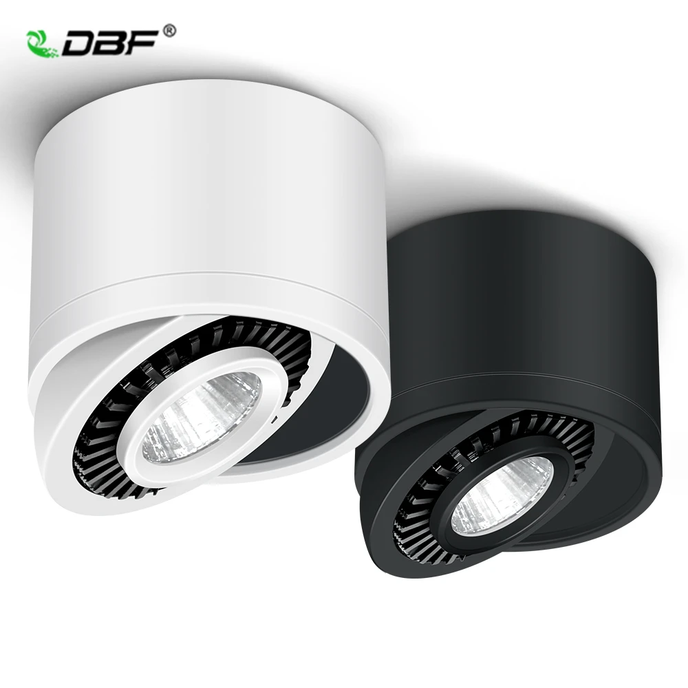 DBF lampa do montażu na suficie LED Downlight 5W 7W 9W 15W lampa sufitowe z możliwością przyciemniania COB 360 ° obrotowa światło punktowe tło domu