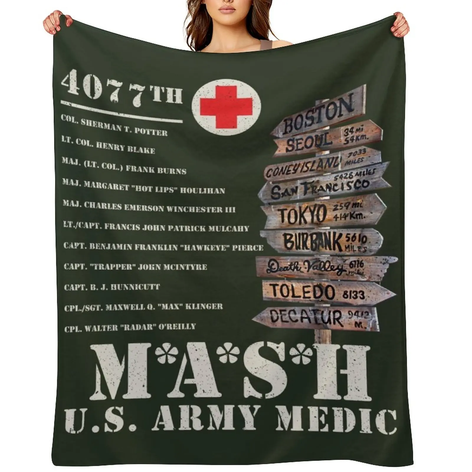 

Mash TV Show Signpost Throw Blanket Fashion Sofas Personalized Gift Multi-Purpose Soft Beds Blankets
