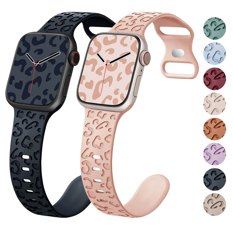 Hot Engraved Pattern Silicone Band For Apple Watch 49mm 45mm 44mm 40mm 41mm Sport Loop Strap For Iwatch Series 9 8 Ultra 7 6 5 4