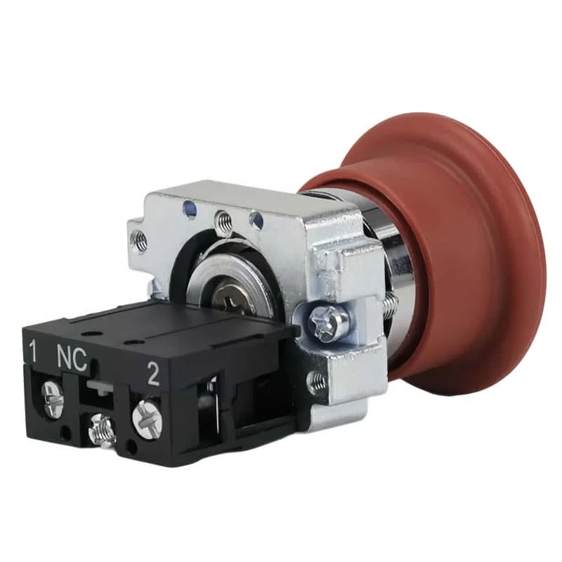 22mm Push-Pull Mushroom Button Switch Red 40mm Latching 1NC 1NO 1NC 10A 600V IP65 Compatible with XB2 Series