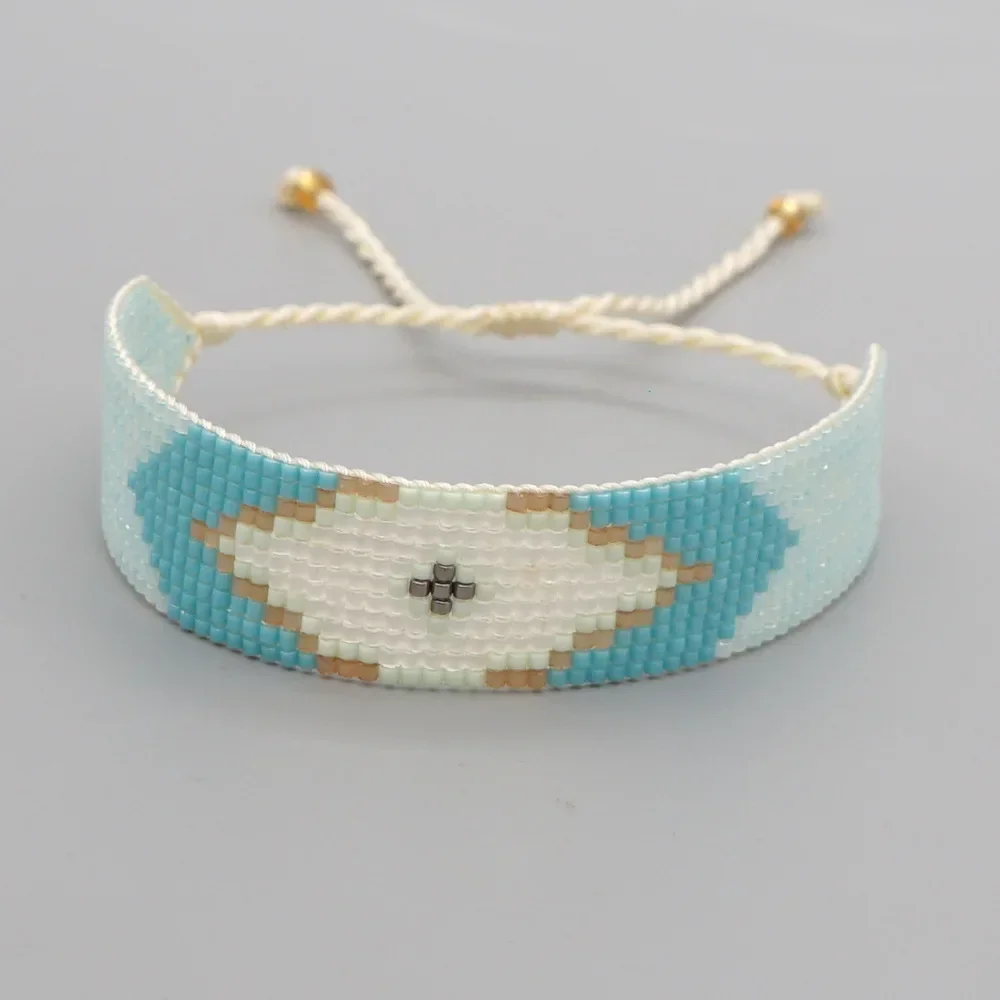 

Rice bead bracelet Geometry Design Originality Fashion Hand knitting Bohemia Adjustable Female Simple Eye Beaded bracelet