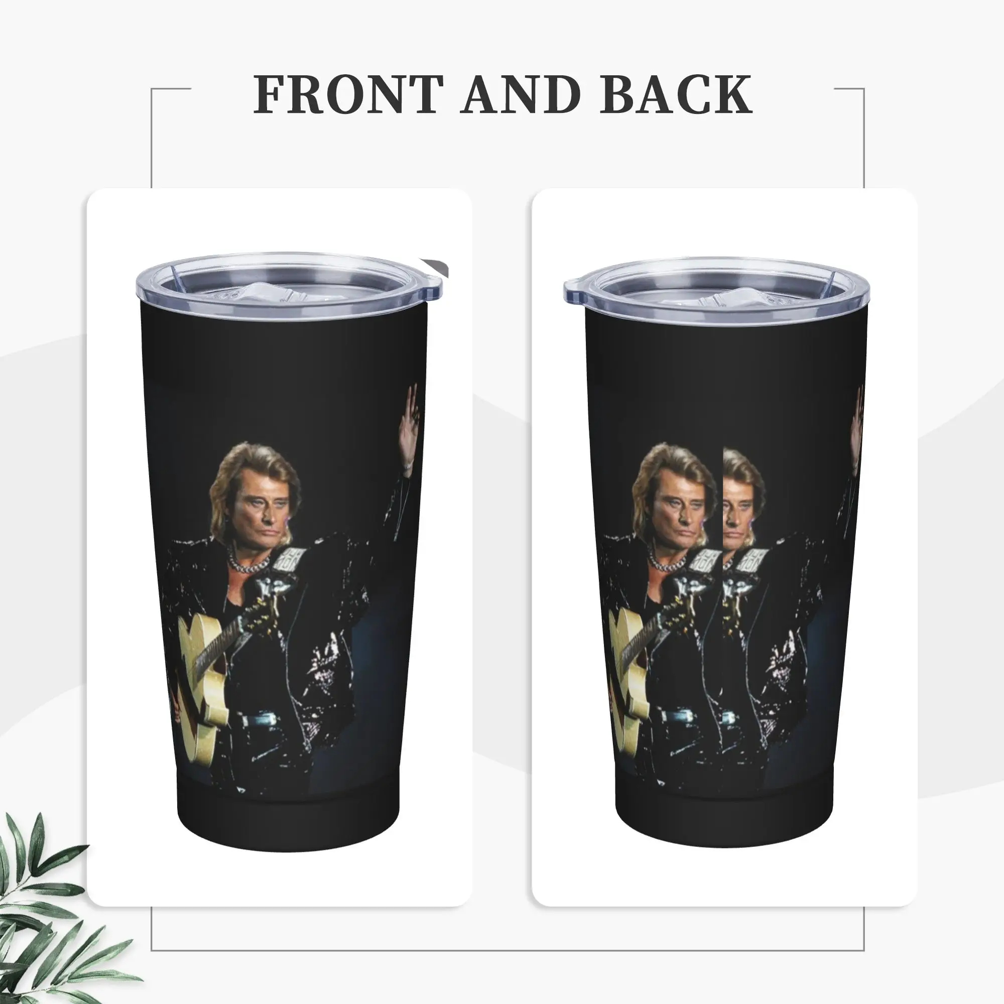 Johnny Hallyday Tumbler Vacuum Insulated Rocker Music Coffee Cups Vacuum Flask Outdoor Mug Spill Proof, 20oz