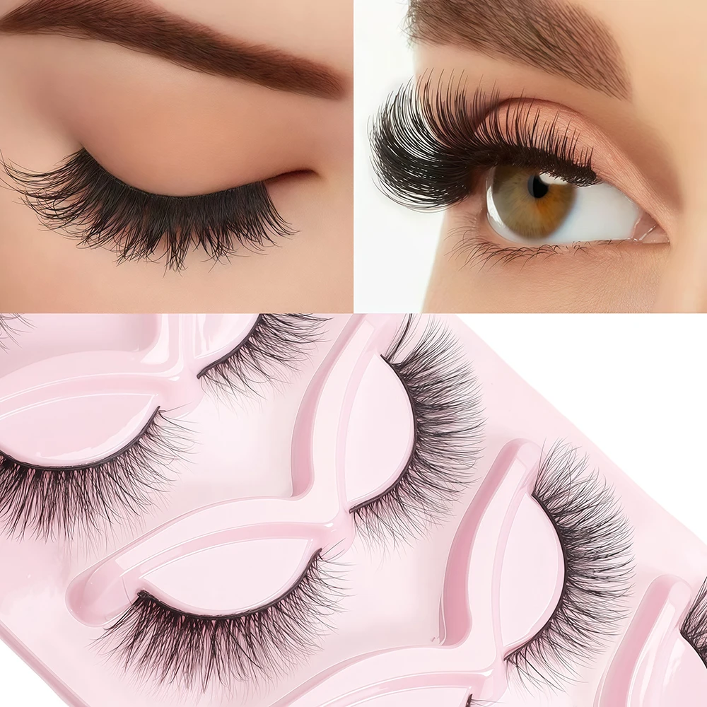 유럽과 미국 스타일의 촘촘하고 길어진 속눈썹을 위한 3D 고양이 눈 인조 속눈썹 5쌍