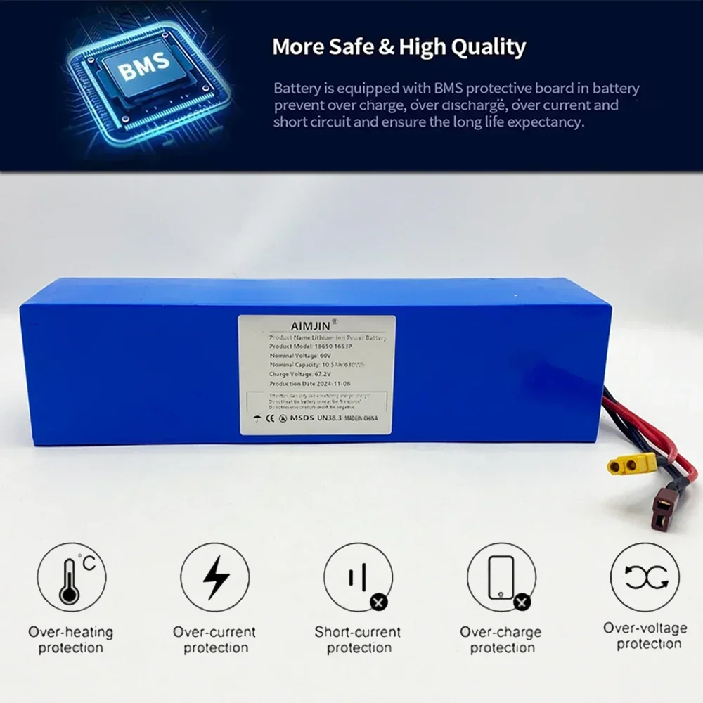 16S3P 60 فولت 10500 مللي أمبير بطارية حزمة مناسبة ل بطارية الدراجة الجبلية سكوتر كهربائي 18650 بطارية ليثيوم قابلة للشحن #5