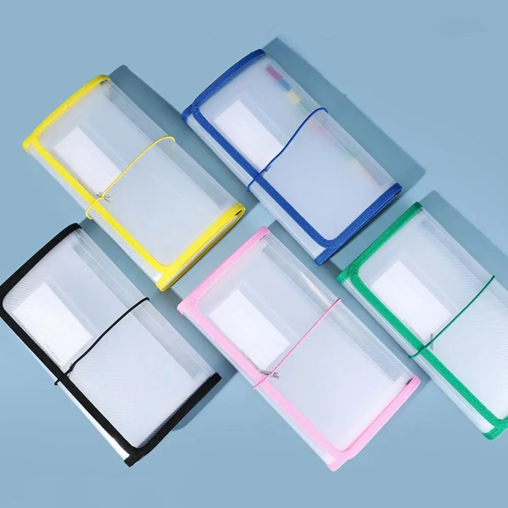 

13Pockets Receipt Storage Bag Colored Labels Binding Rope PP Expanding File Folder Large Capacity Transparent Accordian File Bag
