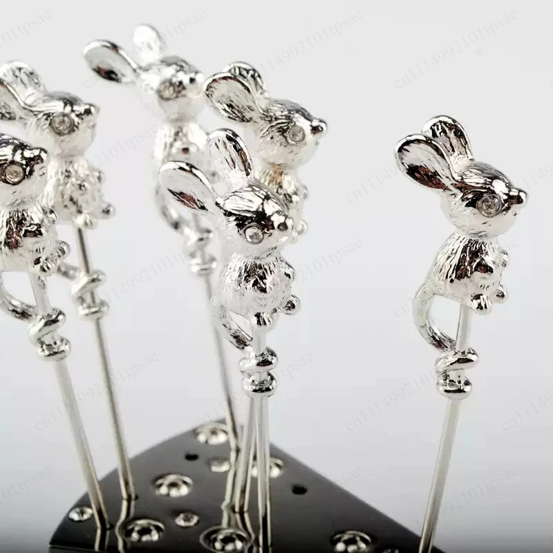 Stainless Steel Fruit Fork Creative Fruit Toothpick Set Mouse Shape Cheese Base Small Cake Forks Metal Home Kitchen Utensils