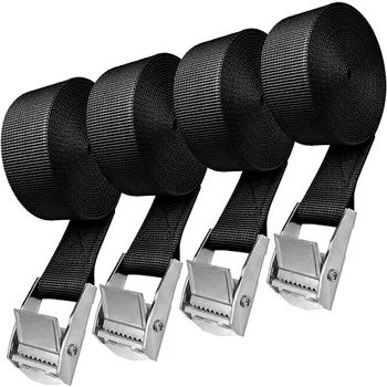 רצועות מטען באורך 2 מטר עם אבזם לקשירה למוטורסיקלטה, מכונית, אופניים. חבל גרירה מתכתי חזק עם רצועת תיקון למזוודה