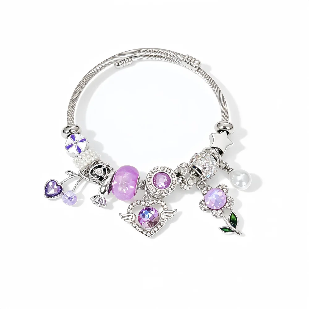 New Sweet and Spicy Y2K Phone Charm Bow Heart Star Keychain Metal Bracelet Beaded Keychain Black 8 Phone Chain Bag image 3