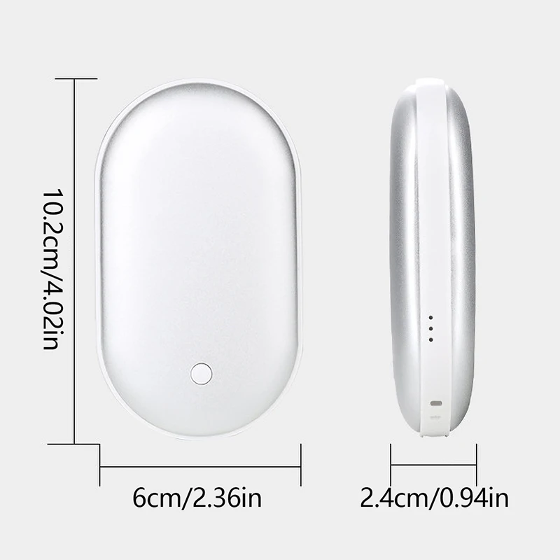 Winter Portable USB Rechargeable Pocket Hand Warmer Mobile Power Mini Hand Warmer Double-sided Quick Heating 5000mAh