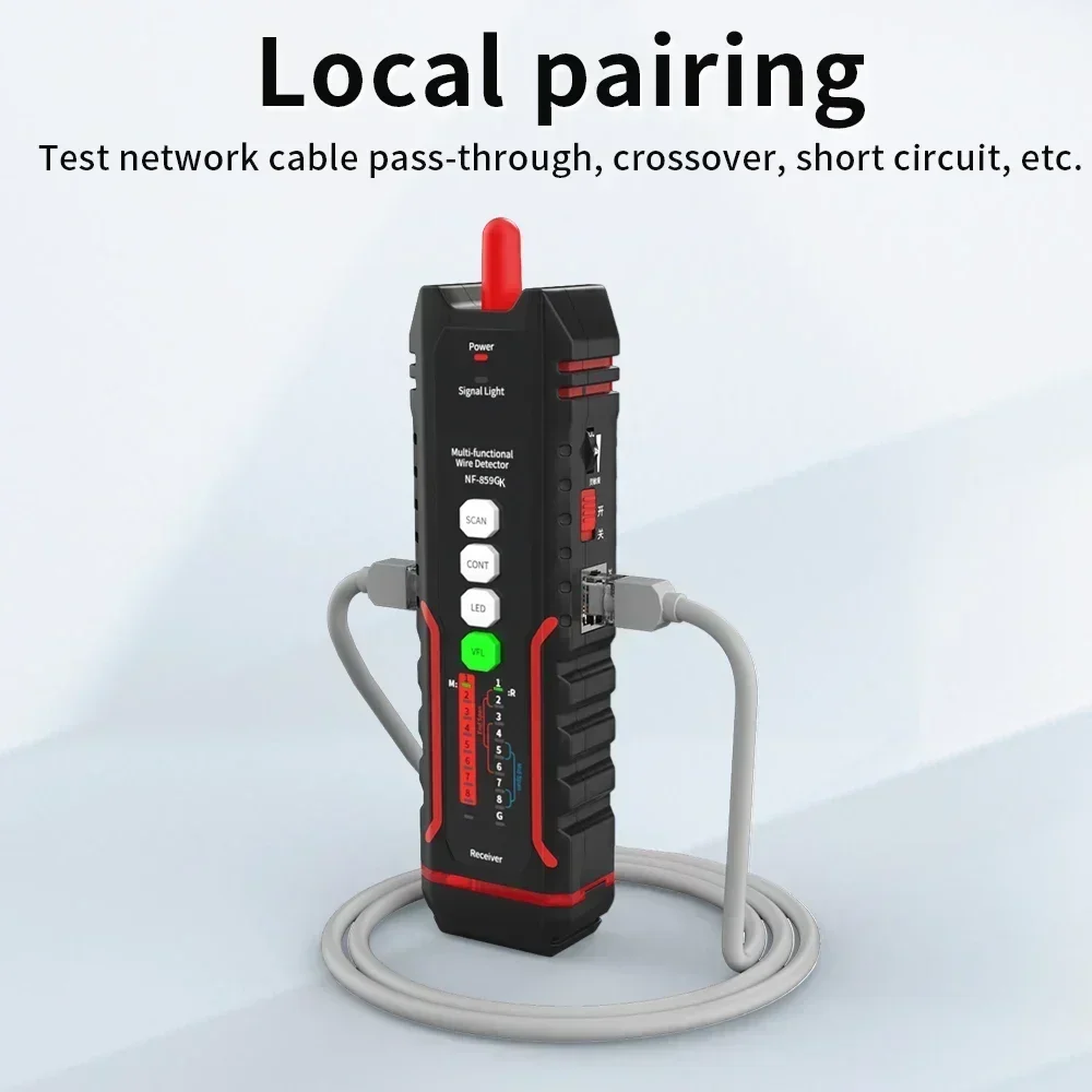 NF-859GK Network Tester Line Finder Single Head Red Light Crimping Length Breakpoint IP Scanning PING Charging Type