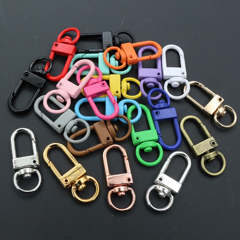 10 Stück Karabinerhaken mit Karabinerverschluss, vergoldet, versilbert, 5 Farben, DIY-Schmuckherstellung, Zubehör für Schlüsselanhänger, Halskette, Armband, Zubehör