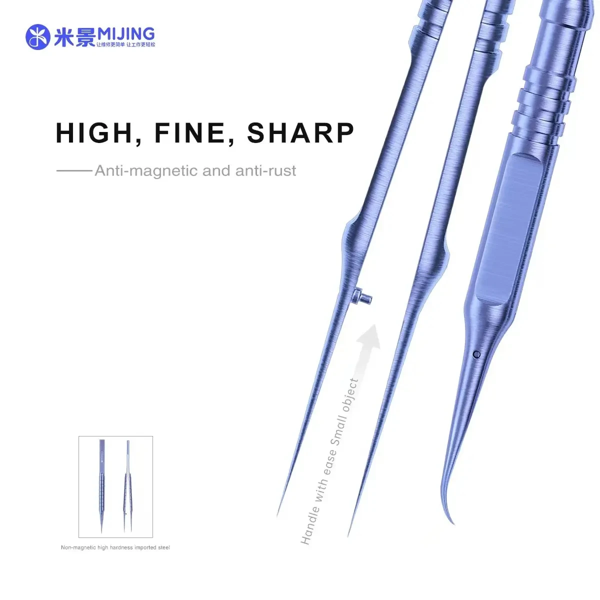 Mijing TitaniumTweezer Alloy Non-magnetic High Hardness Ultra-Precise Step Structure Edge Straight Tweezers Phone IC Chip Repair