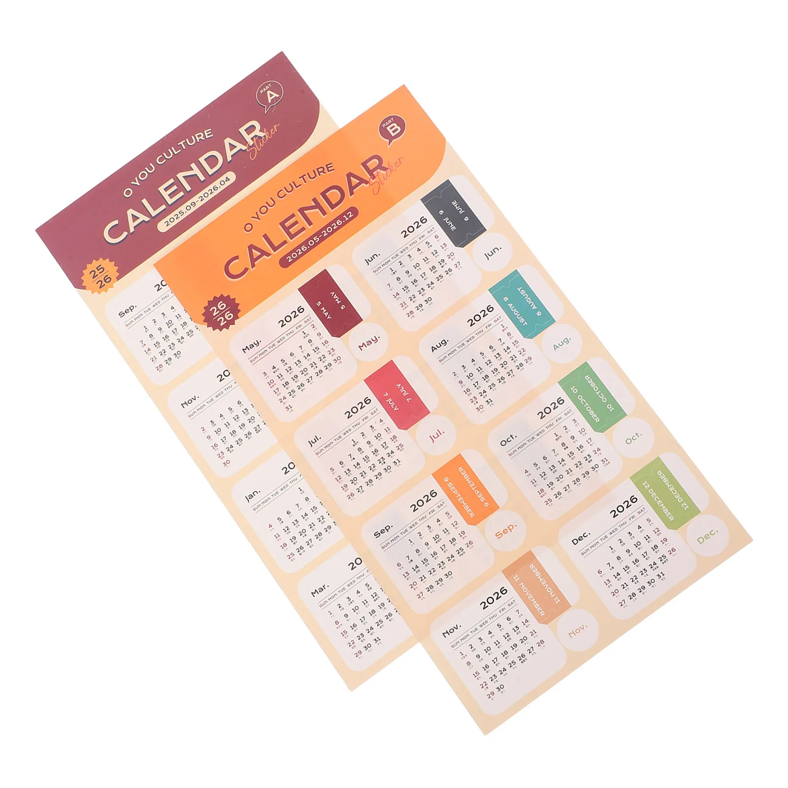 2 ورقة علامة التبويب الشهرية 2026 لون الحلوى التقويم تاريخ تسميات لمجلة علامات الصفحة المنظمون اللوازم المكتبية المدرسية