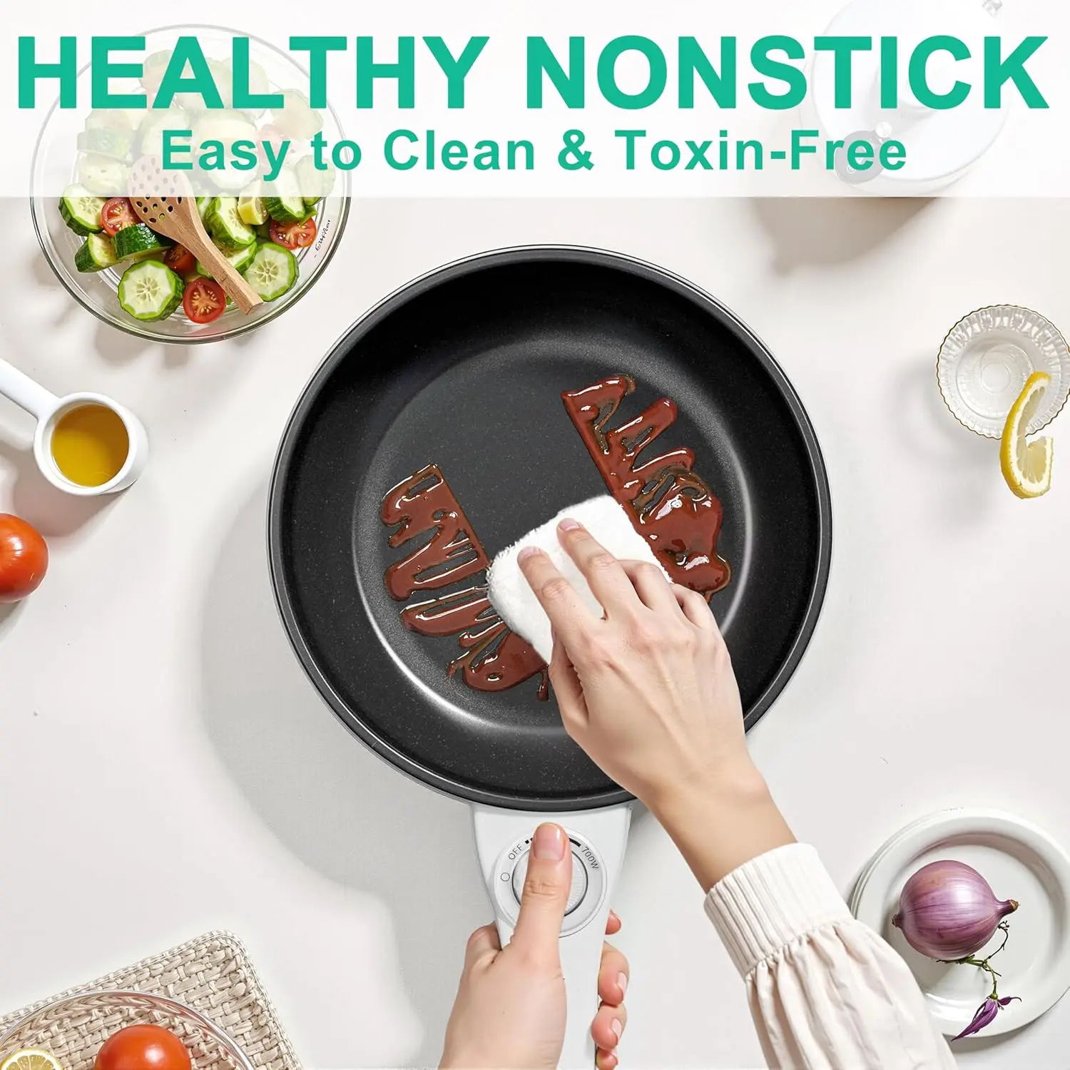 Hot Pot Electric Upgraded, Non-Stick Sauté Pan, Rapid Noodles Electric Pot, 1.5L Mini Portable Hot Pot for Steak, Egg, Fried Ric view 5