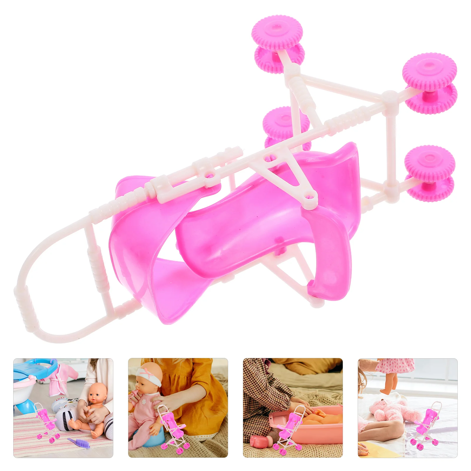 Stroller Baby Carriage for Dolls Mini Sundries Rack Play Game House Accessories Kids Cute