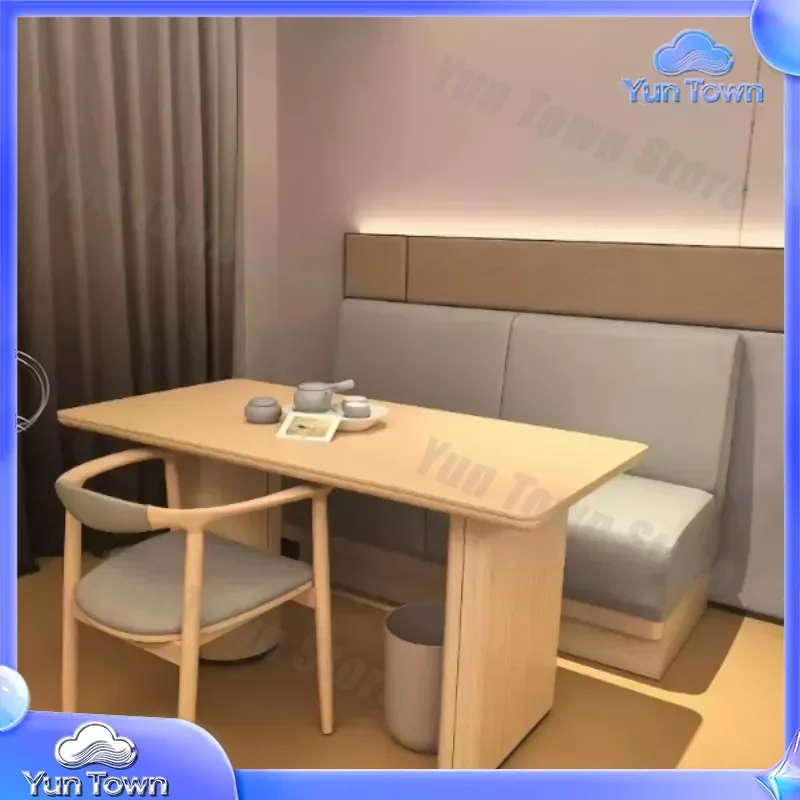 Wabi Sandy Wind Solid Wood Dining Table for Hotel B&B Household Small Unit Japanese Tea Table for Tea Room