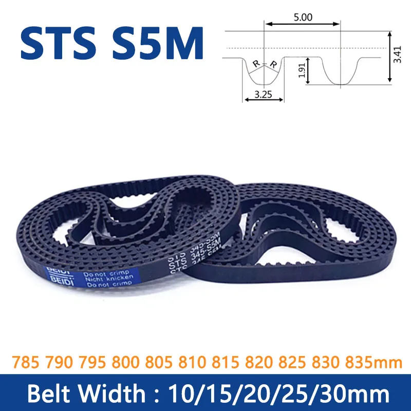 

1pc STS S5M Rubber Timing Belt Length 785 790 795 800 805 810 815 820 825 830 835mm Width 10 15 20 25 30mm Loop Synchronous Belt