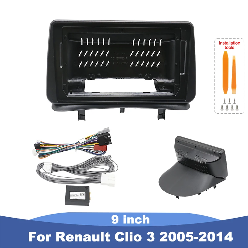 

9inch Dash Frame Installation Kit CAN Bus Harness Adapter for Renault Clio 3 2005-2014 Android Head Unit