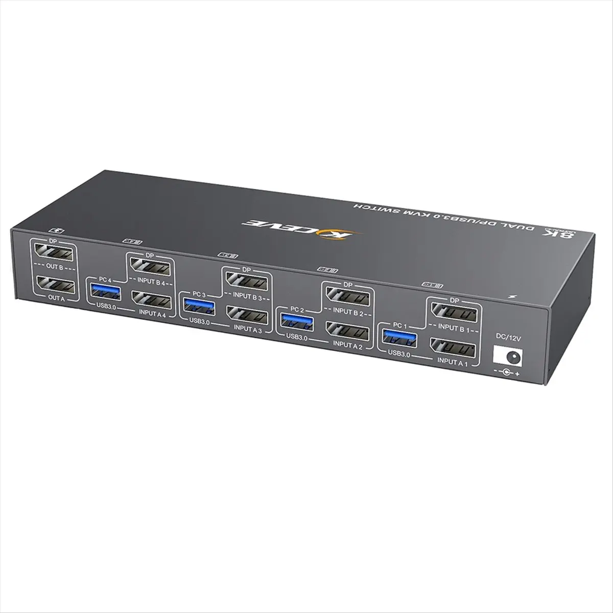 Portable KVM Switch 4 Computer 2 Monitors Displayport USB 3.0 KVM Switcher Supports 4K@60Hz DP Port KVM Switch EU PLUG
