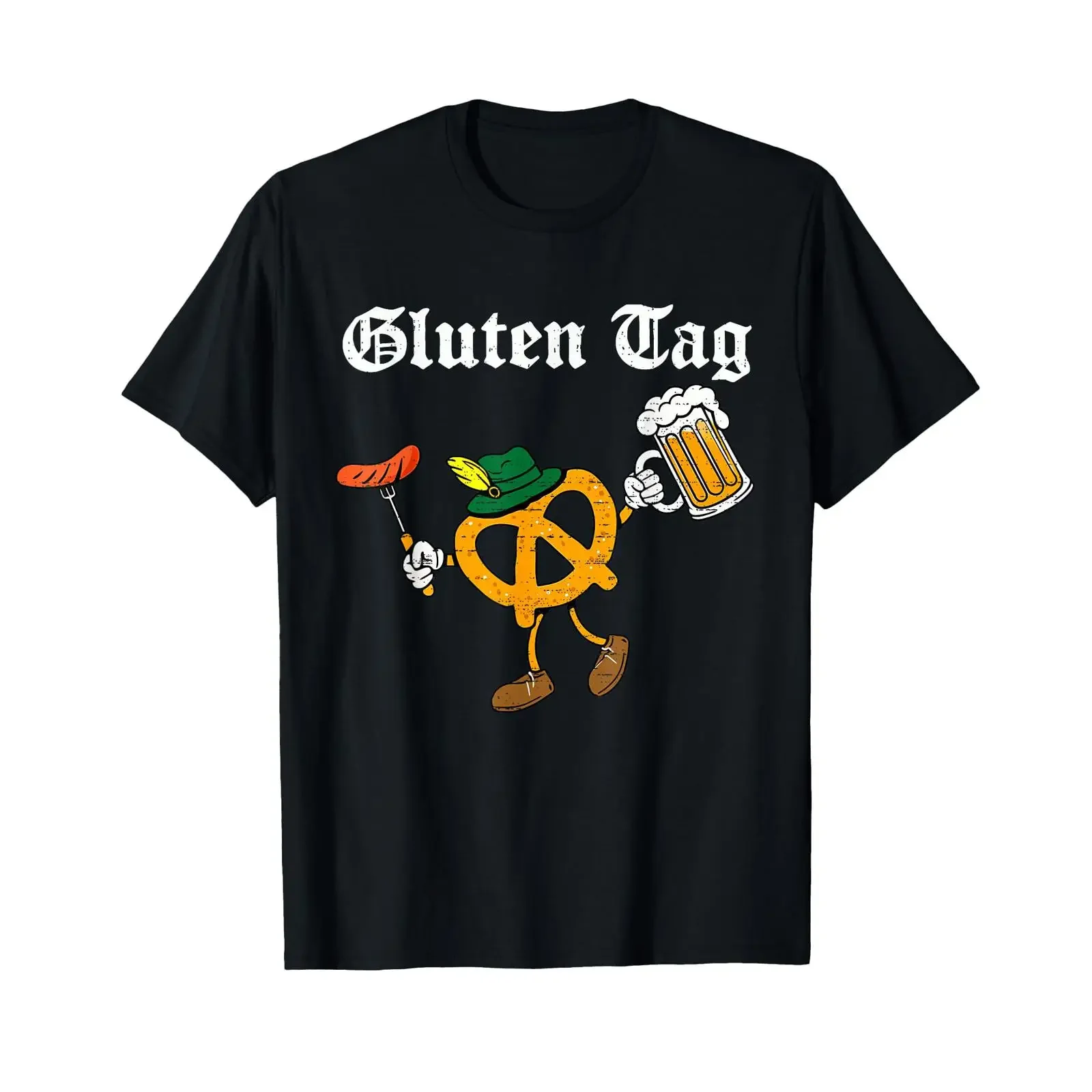 Oktoberfest Guten Tag Pretzel Beer German Costume Festival T Shirt vintage Washed Comfortable graphic Unisex Casual