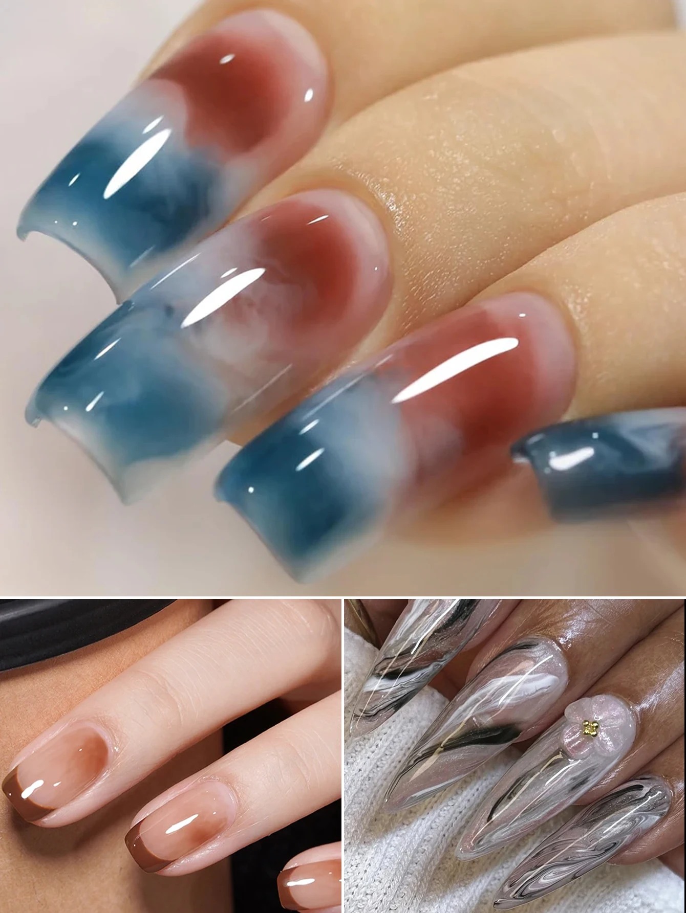 XEIJAYI 1 قطعة 15 مل جل مزهر للأظافر، معطف مطاطي شفاف يدوم طويلاً LED UV لتقوية الأظافر عالي اللمعان من الجل للأظافر #6