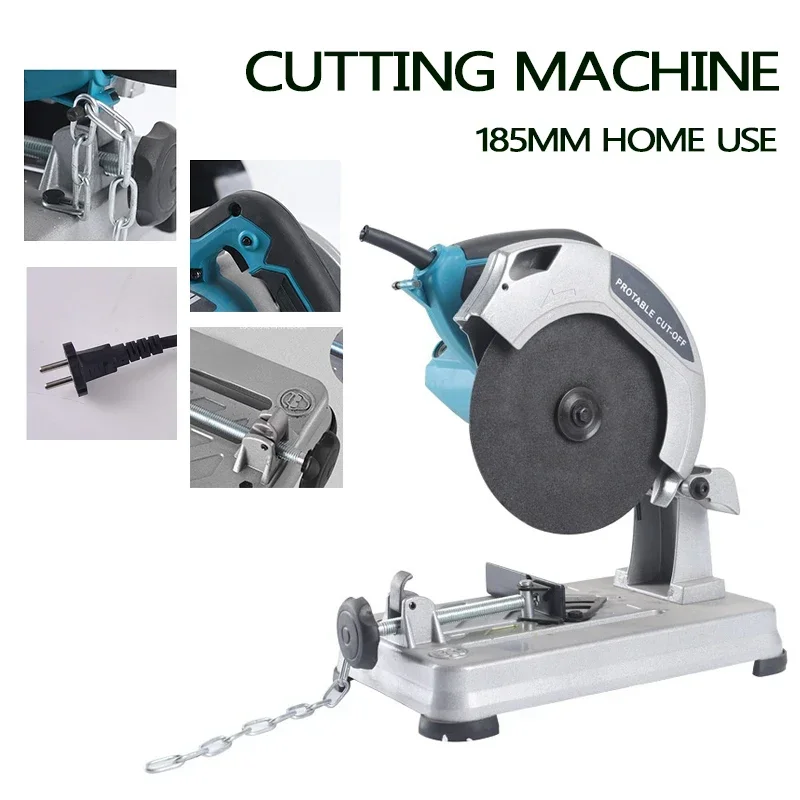 Profile Cutting Machine 220V 185mm Household Mini desktop aluminum steel wood Metal Multifunction Electric Cutting Saw(Blue)