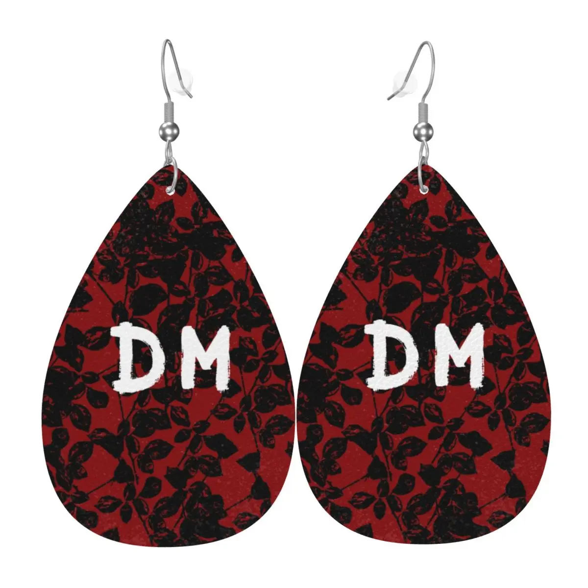 Custom DeMo Violator Texture Leather Earrings for Women Depeche Cool Mode DM Teardrop Dangle Earrings Jewelry Accessories