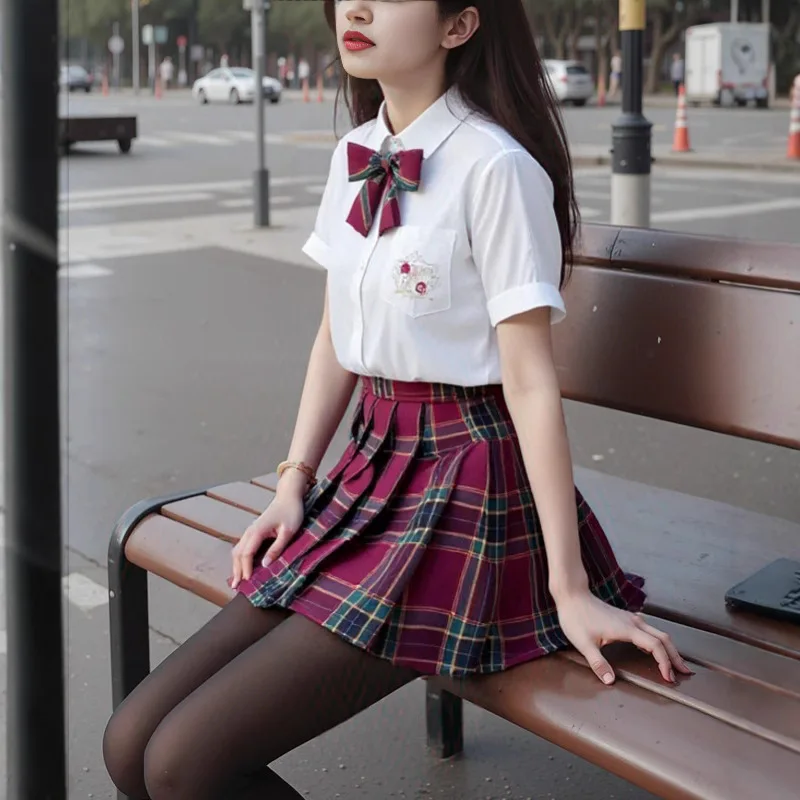 JK Uniform Sommer Kurzarm Japanische Schuluniformen Mädchen Sailor Sets Faltenrock JK Uniform COS Kostüm