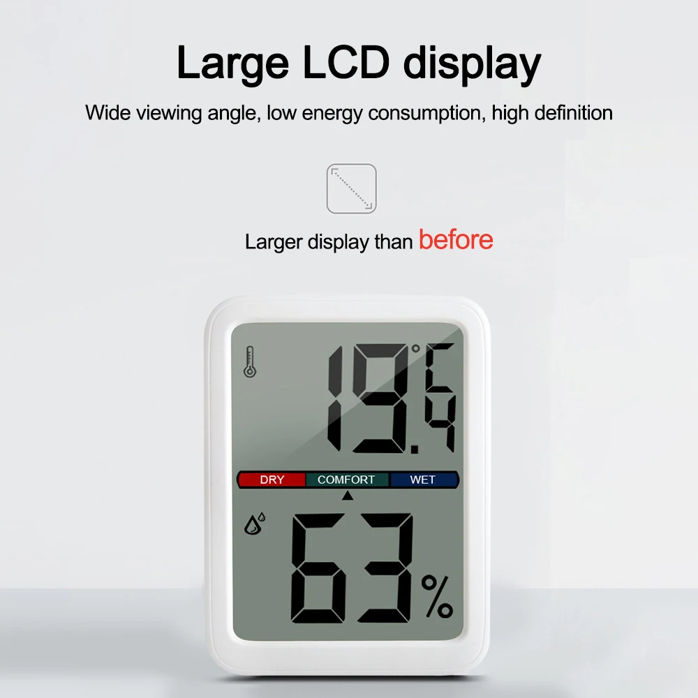 6046B Home LCD Digital Electronic Clock Temperature and Humidity Meter Large Screen High Precision Thermometer Hygrometer