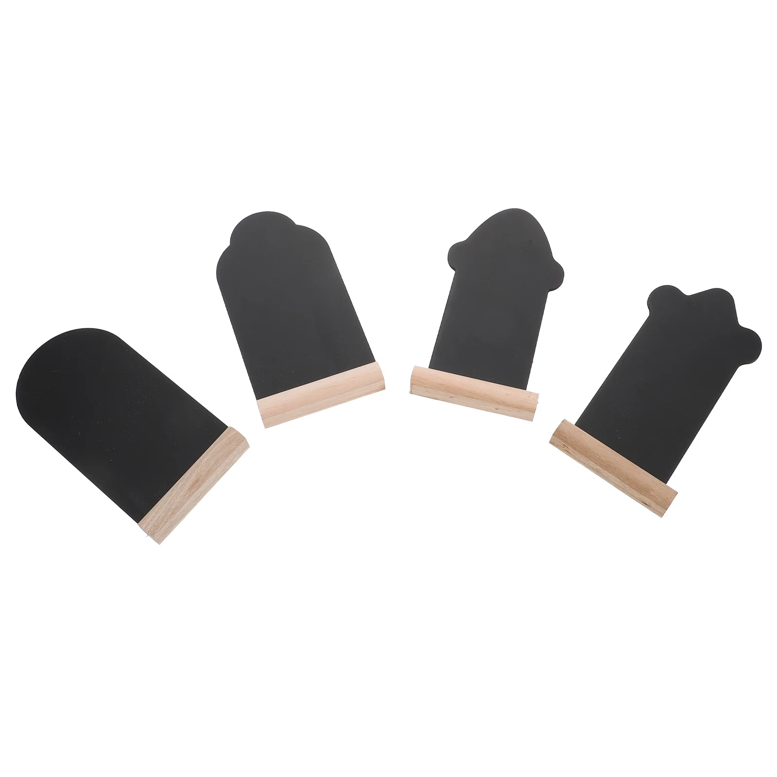 

4Pcs Wooden Blackboards Tombstone Shape Mini Chalkboards Desktop Decors Message Boards Reusable Chalk Writing Boards