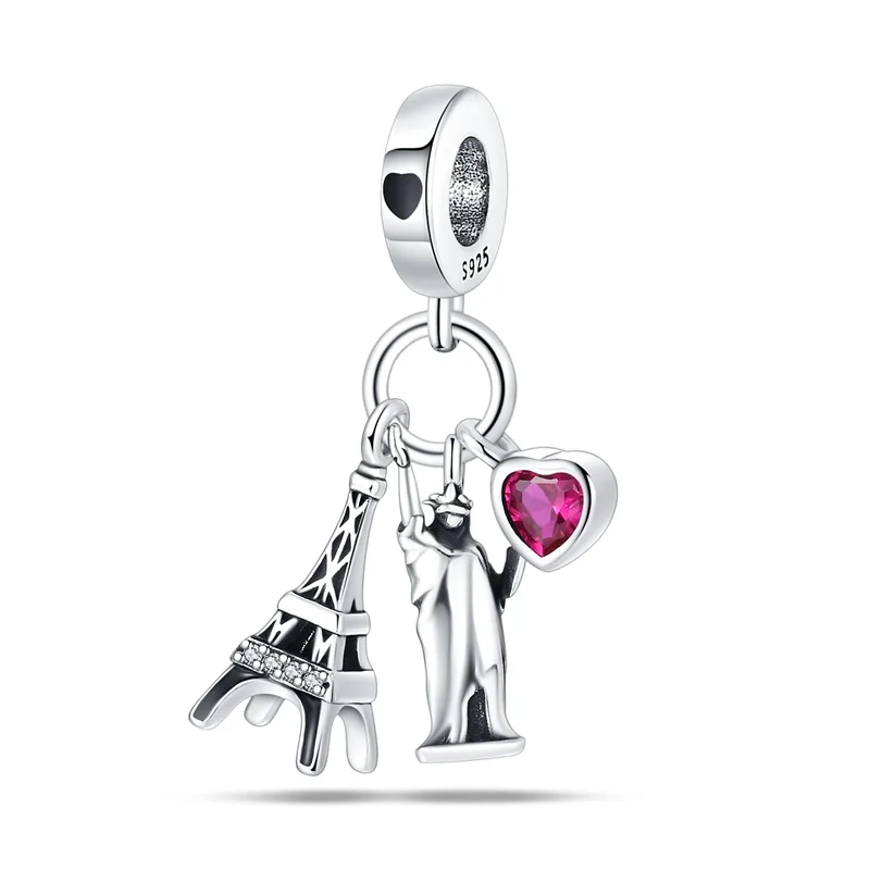 Hot Sales 925 Sterling Silver Architecture Journey Charms Beads Fit 3mm Original Bracelet DIY Women Birthday Jewelry Gifts