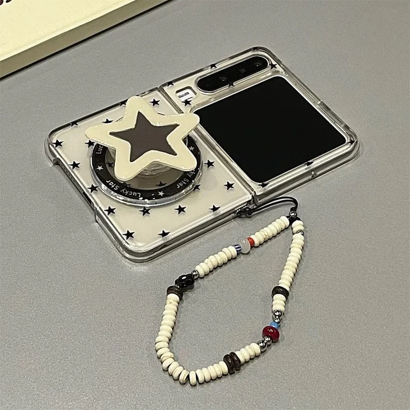 

Cute Magnetic Star Stand Phone Case for Samsung Galaxy Z Flip 7 6 5 / Xiaomi Mix Flip / Honor Magic V Flip Protective Cover