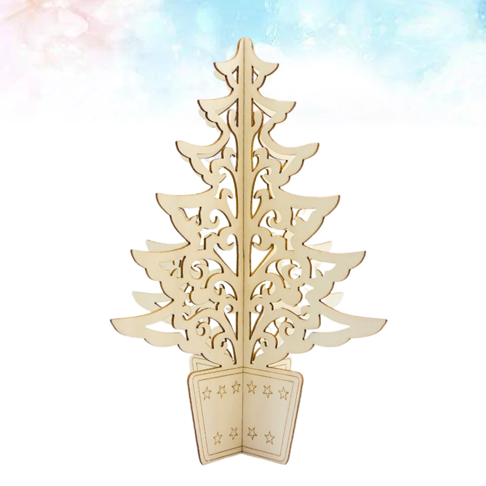 

Christmas Wood Tree Ornaments Hollow Decoration 3D Carved Craft for Table Party Gift Family Decorations Christams Wood Ornament