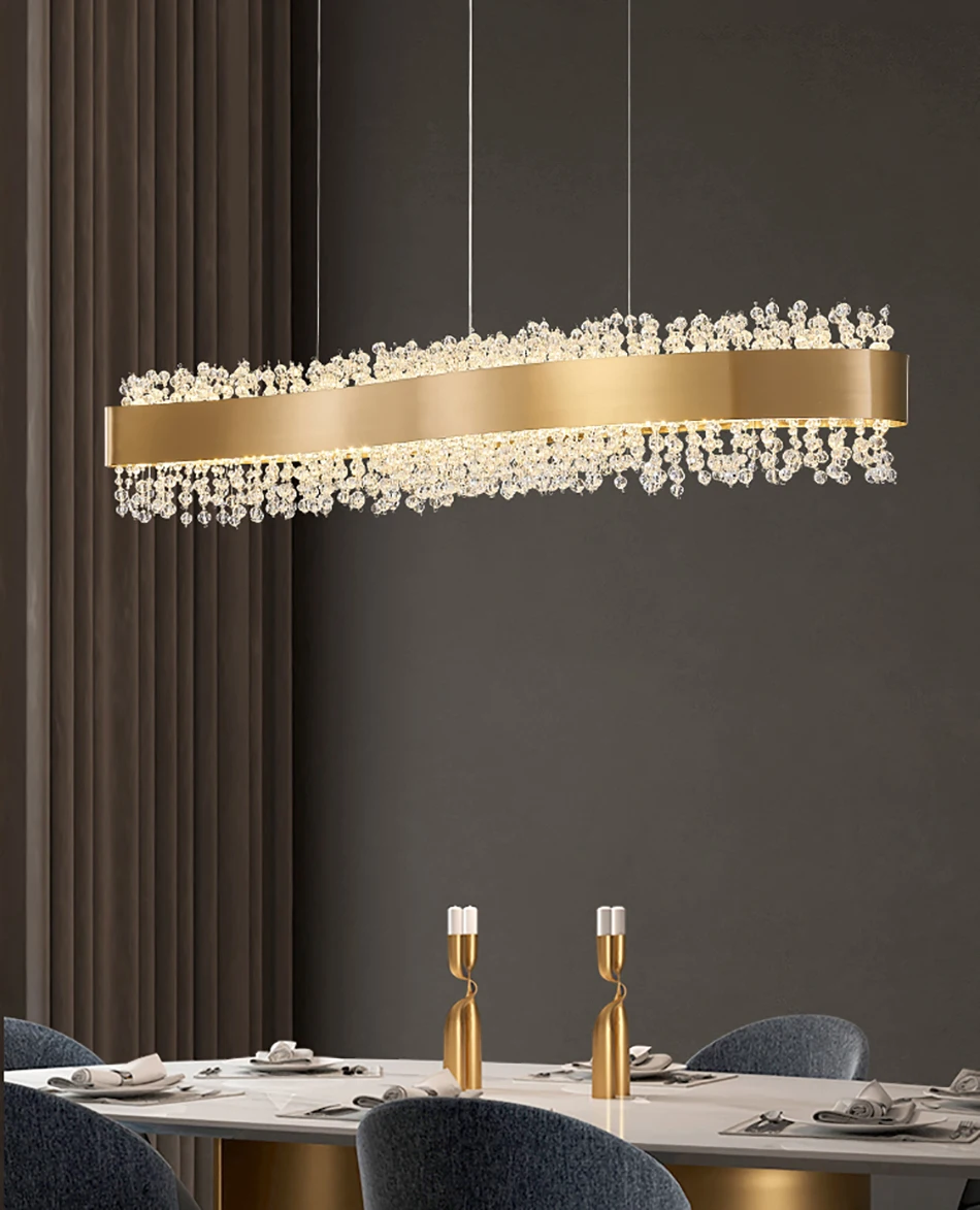 

Light Luxury Restaurant Crystal Chandelier Modern Living Room Lamp Kitchen Table Luxury Lamp Creative Crystal LED Chandelier