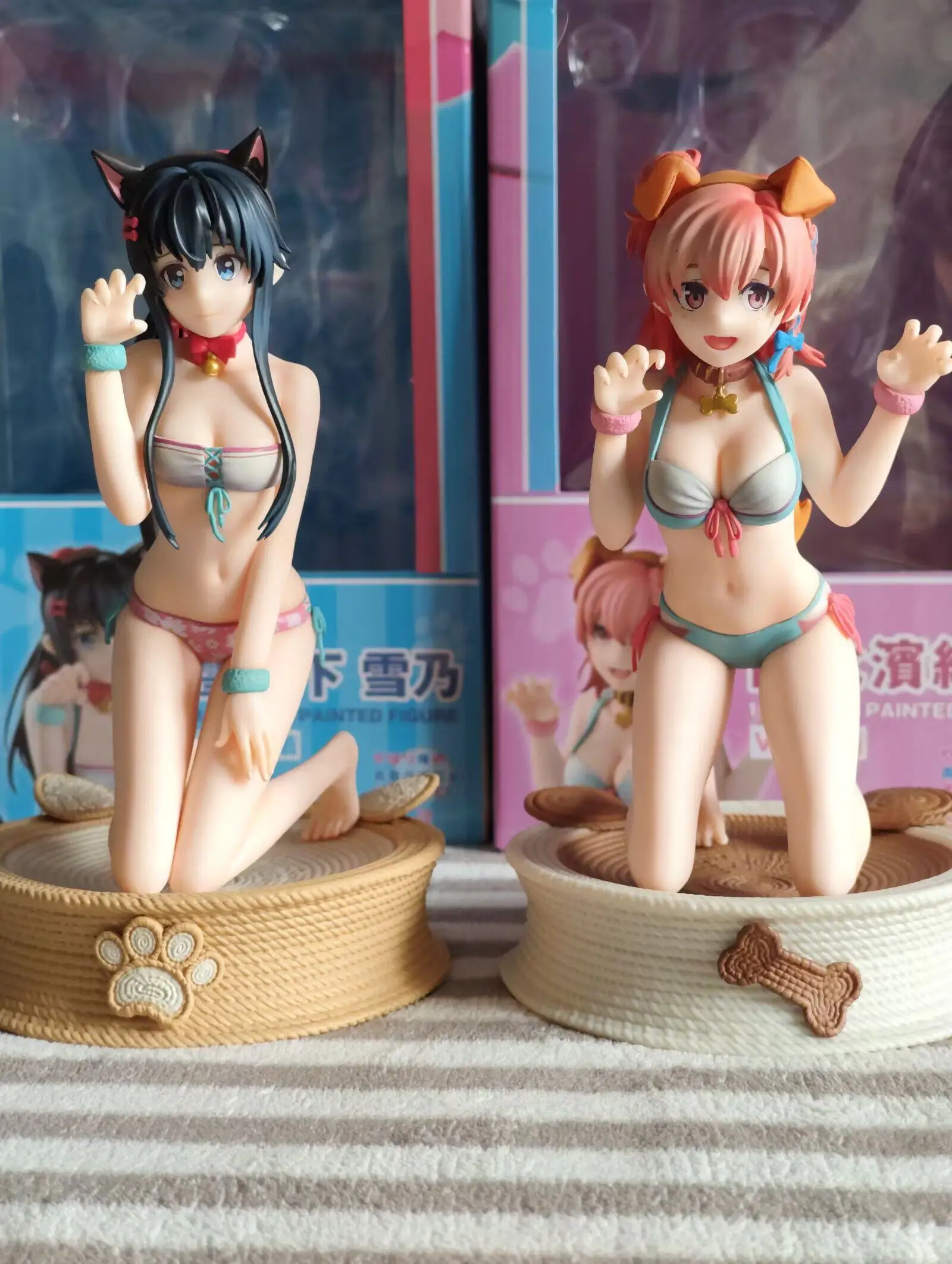 

Yukino Yukinoshita Yui Yuigahama Anime Figure Swimsuit Cat Dog Ear Figurine Model Doll Desktop Decor Gift For Anime Fans