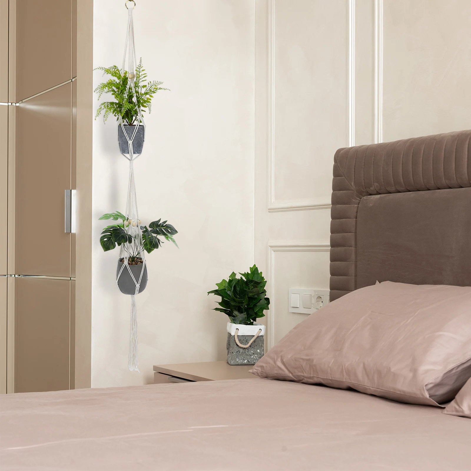 

Cotton Macrame Plant Hanger Wall Hanging Planter Basket Indoor Flower Pot Net Bag Easy Suspend Multifunctional Home Decor