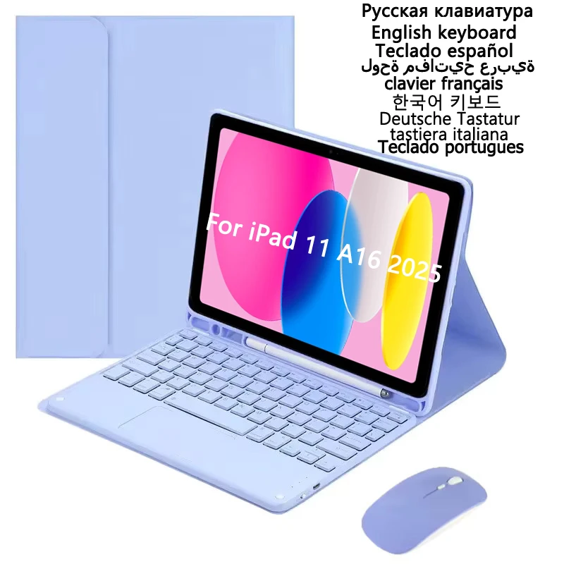 Case with Keyboard for iPad 11 Keyboard Case A16 11 inch Touchpad Keyboard for iPad 11th Generation Cover with Pencil Slot Stand