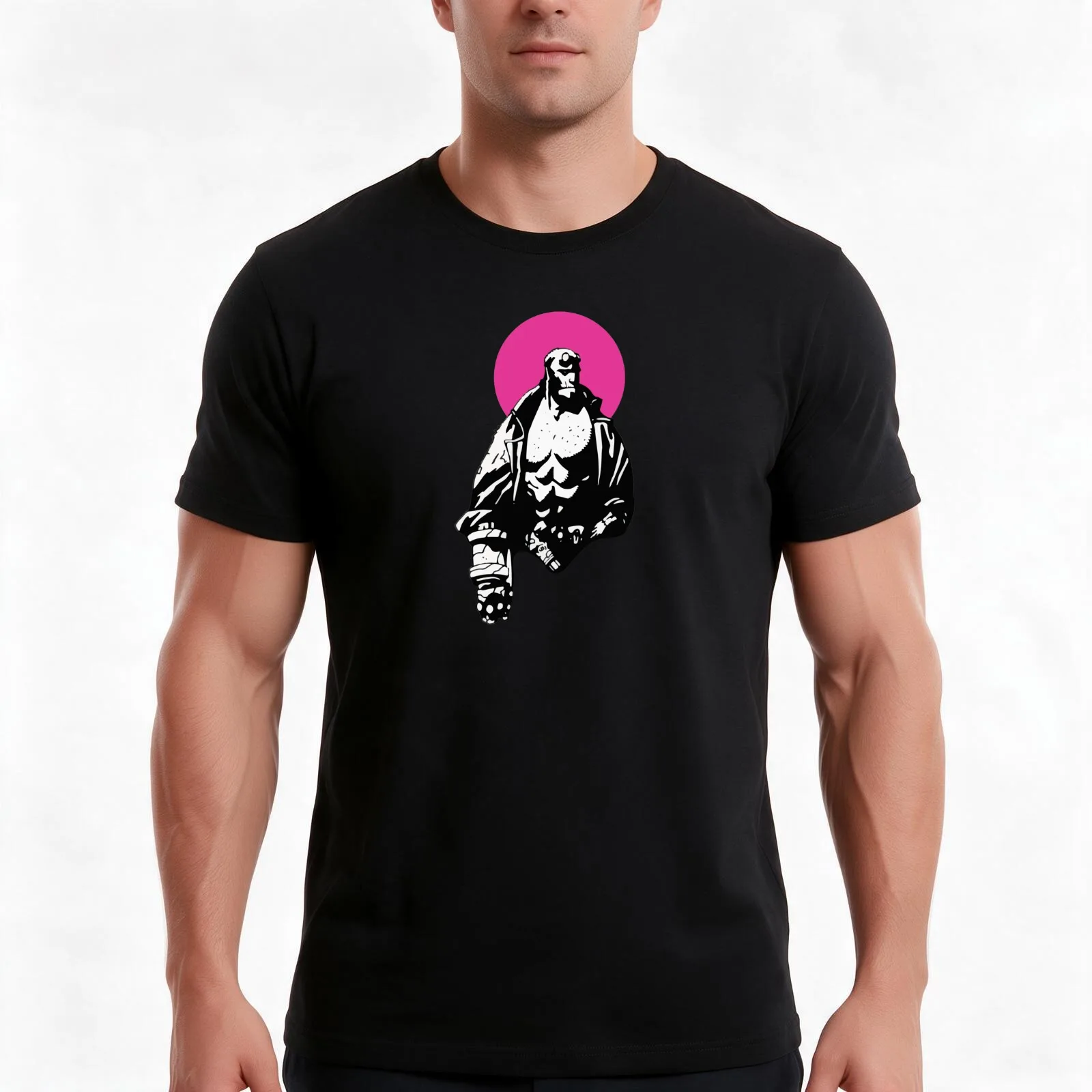 Hellboy fan art T-Shirt Summer Casual Cotton Tee Oversized Streetwear Tops Vintage Graphic Print Loose Fit Short Sleeve